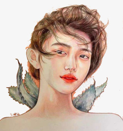 优雅美丽女性粉笔画素材