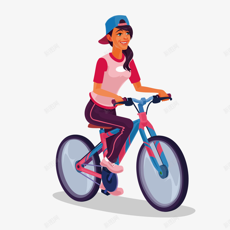 锻炼骑车矢量图ai免抠素材_88icon https://88icon.com PNG免抠图 PNG免抠图下载 女性 开心 自行车 装饰 锻炼 矢量图