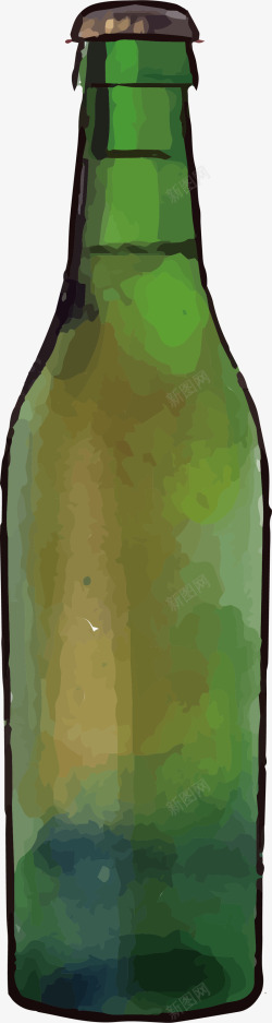 绿色卡通啤酒瓶矢量图素材