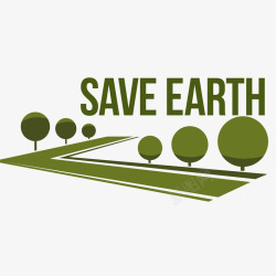 绿色道路拯救地球标签矢量图素材
