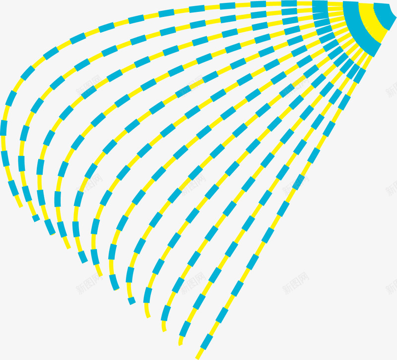 蓝黄色虚线曲线png免抠素材_88icon https://88icon.com 弧度线 柔和曲线 柔和线条 波浪线 线条 装饰曲线 飘逸曲线