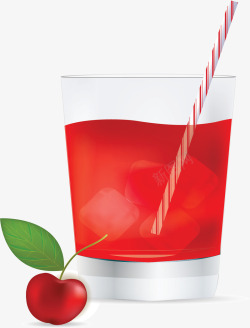 红色樱桃夏天果汁矢量图素材