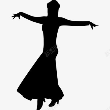 女性弗拉门戈舞蹈家形状图标图标