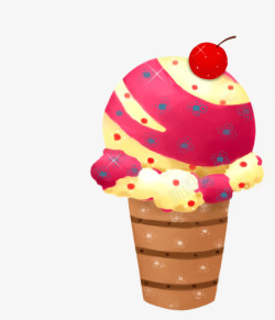 卡通樱桃冰淇淋素材