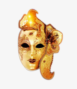 万圣节黄金雕花面具素材