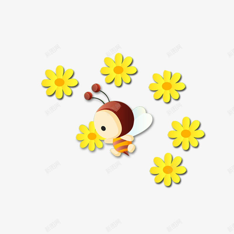 采蜜的黄色小蜜蜂图png免抠素材_88icon https://88icon.com 漂浮 翅膀 花朵 蜂蜜 蜜蜂 装饰 鲜花 黄色