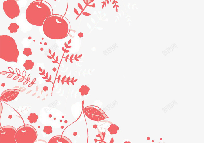 樱桃水果结果果实png免抠素材_88icon https://88icon.com 叶子 粉色 红色 纯色