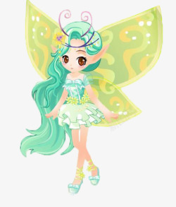 绿色翅膀小仙子素材
