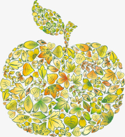 苹果草绿色拼接装饰图案矢量图素材