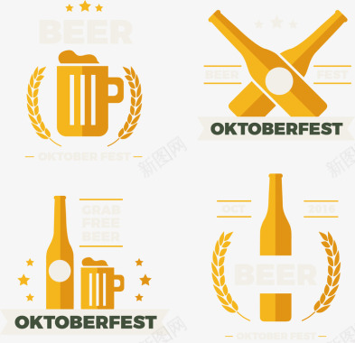 黄色啤酒瓶啤酒图标图标