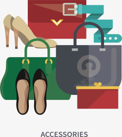 女性奢侈品包包鞋子矢量图素材
