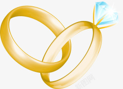 黄金材质镶钻结婚戒指矢量图素材