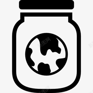罐子地球在一个玻璃瓶图标图标