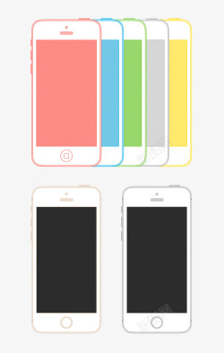 彩色苹果手机线稿素材