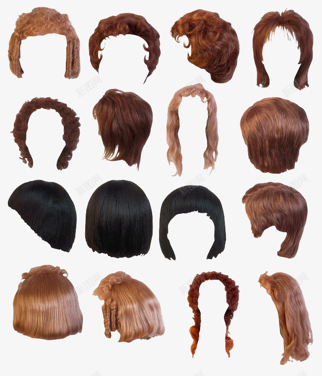 多种女性头发png免抠素材_88icon https://88icon.com 免抠素材 头发素材 女性头发 棕色 淘宝详情素材 短发 长发