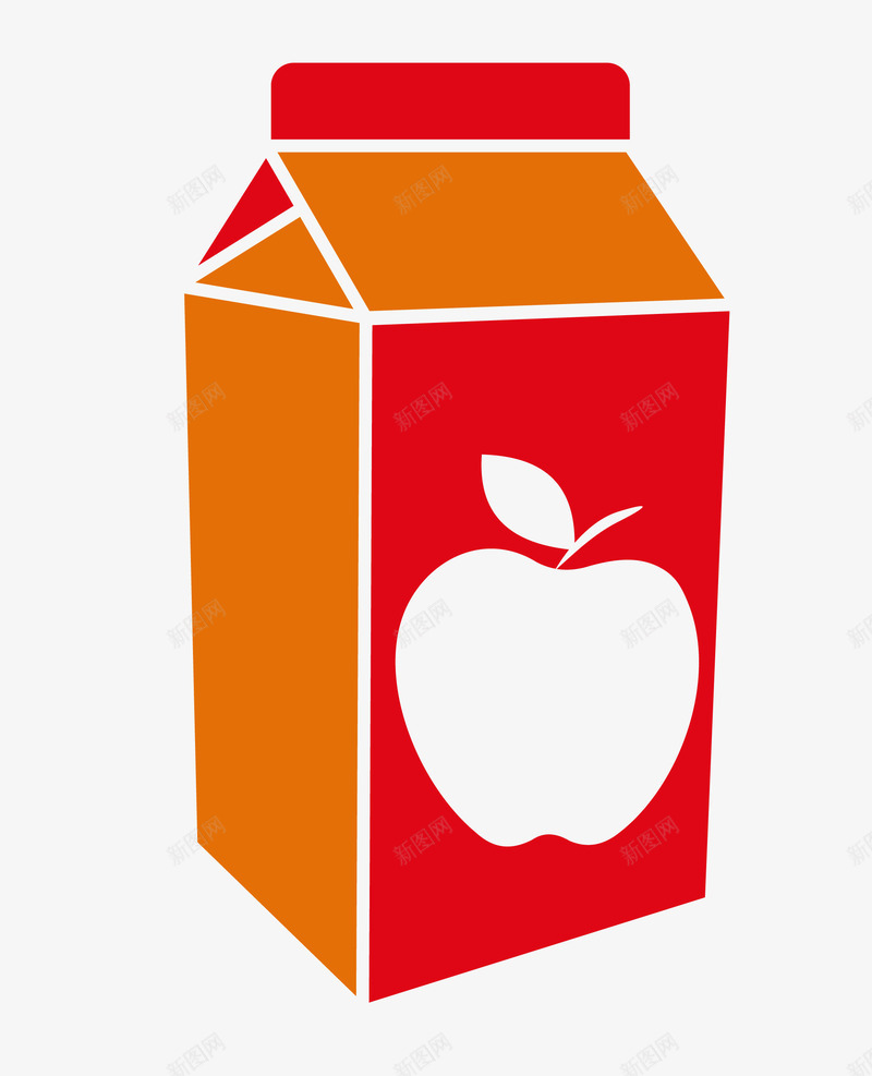 一盒苹果汁png免抠素材_88icon https://88icon.com 一盒 卡通 图案 手绘 果汁 橘色 红色 苹果