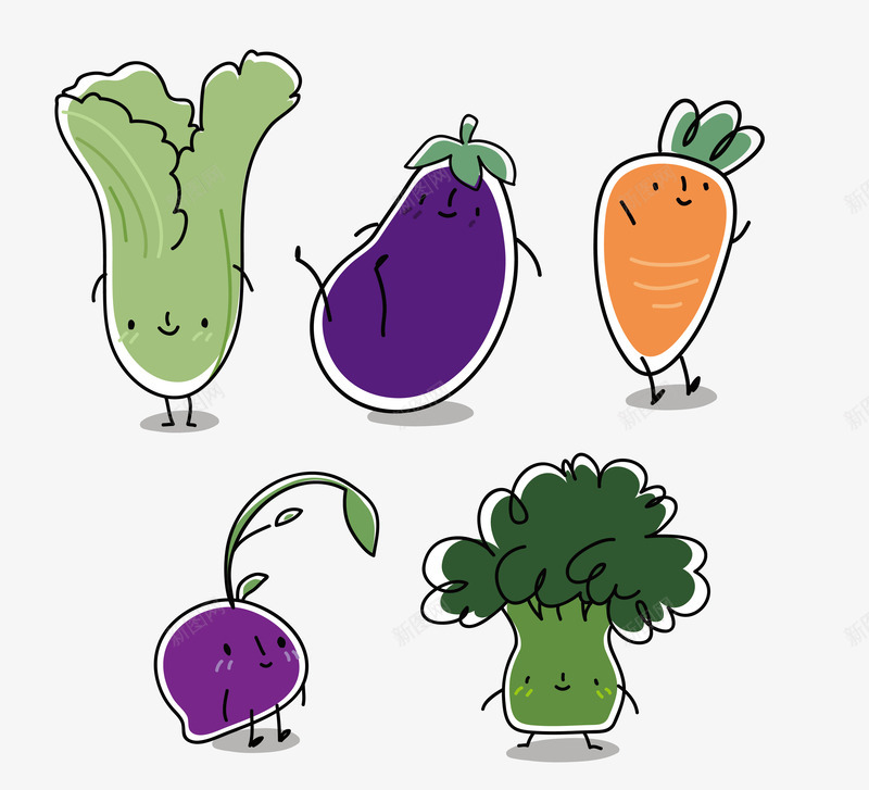 卡通蔬菜图png免抠素材_88icon https://88icon.com 卡通 大白菜 胡萝卜 蔬菜图 青菜