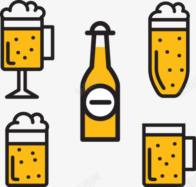 啤酒节艺术字扁平化啤酒图标图标