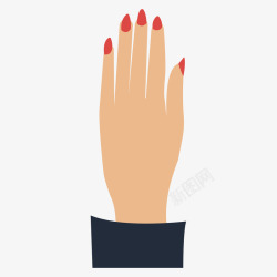 一只红色指甲的女性手矢量图素材