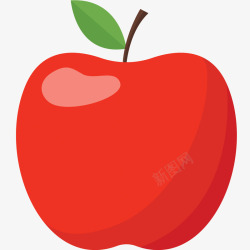 带叶红色苹果水果素材