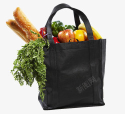 黑色购物袋里的果蔬素材