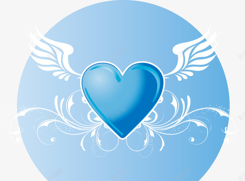 欧式浪漫蓝色情人节元素矢量图ai免抠素材_88icon https://88icon.com 婚庆 婚庆素材 桃心 欧式 浪漫 翅膀 蓝色 矢量图