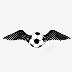 白色的足球手绘戴翅膀的足球高清图片