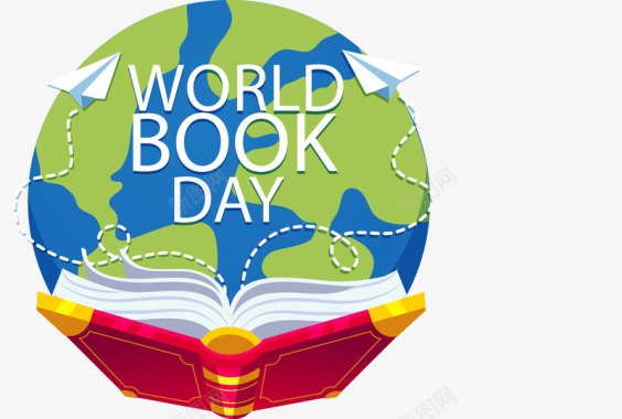 世界读书日书籍装饰插图世界读书日地球与书本图图标图标