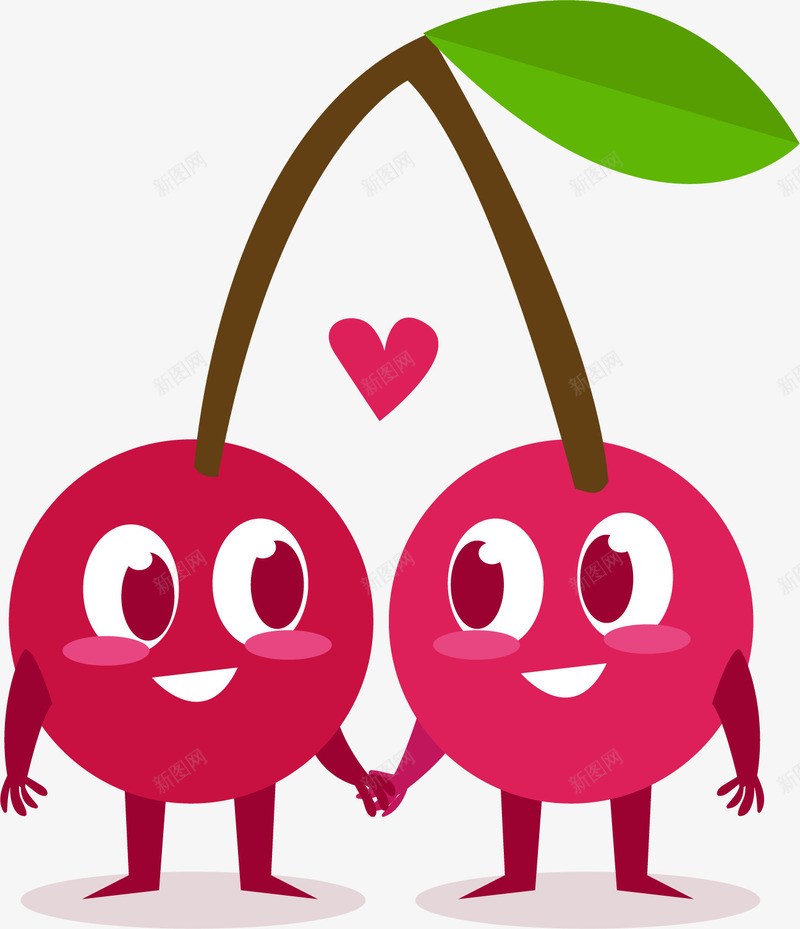 可爱的红色樱桃矢量图ai免抠素材_88icon https://88icon.com 卡通樱桃 卡通水果 可爱 水果 食物 矢量图