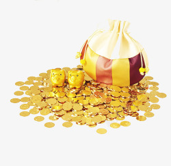 金币金袋黄金节日元素素材