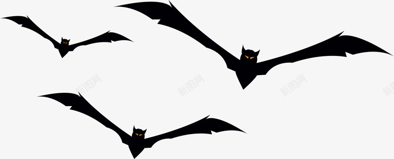 呆萌灶神简约黑色蝙蝠图标图标