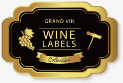 金边葡萄酒标签矢量图素材