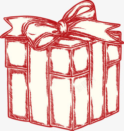 红色线条礼品盒装饰矢量图素材
