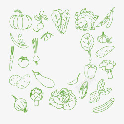 绿色蔬菜手绘矢量图素材