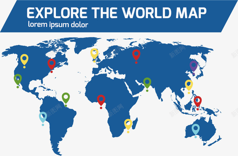 卡通蓝色世界地图png免抠素材_88icon https://88icon.com 世界地图 世界地图轮廓 位置 全球 地球