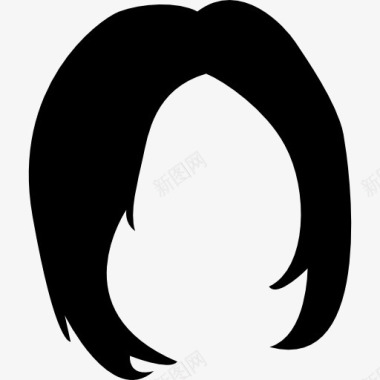 短女性黑头发的形状图标图标