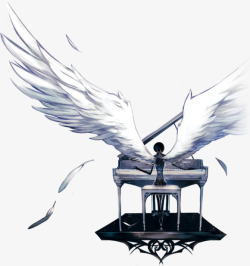 挥着翅膀的钢琴女素材