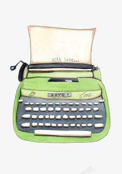 绿色打字机素材