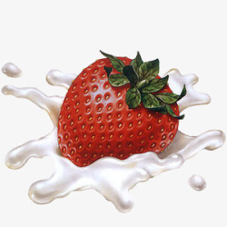 草莓牛奶喷溅装饰素材