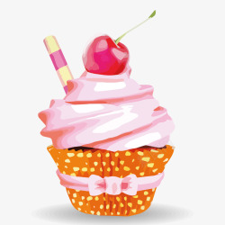 彩色的手绘樱桃蛋糕矢量图素材