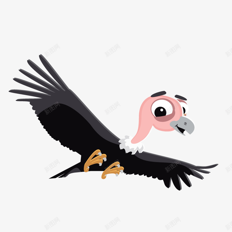 黑色翅膀的秃鹫png免抠素材_88icon https://88icon.com 元素 动物 卡通形象 秃鹫 飞翔 鸟类 黑色翅膀
