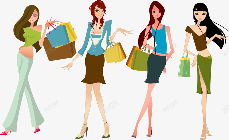 时尚女性购物手提袋png免抠素材_88icon https://88icon.com 女性购物 平面购物素材 时尚的女性 矢量的女性