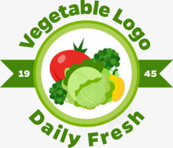 绿色简约蔬菜标签装饰图案素材