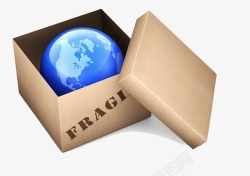 蓝色地球装在盒子里面素材