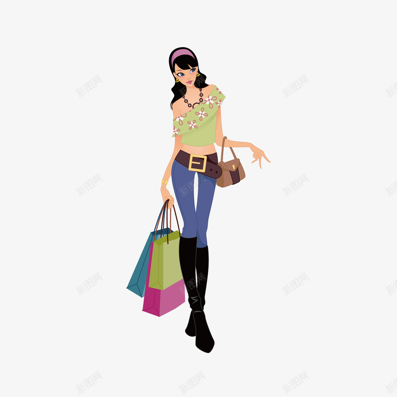 时尚购物女性矢量图ai免抠素材_88icon https://88icon.com 促销 包装设计 双十一 时尚 购物 购物袋 矢量图
