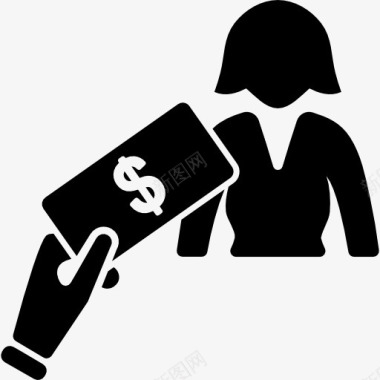 钱工作报酬为一个女人图标图标