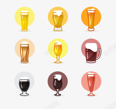 啤酒饮品小图标矢量图图标
