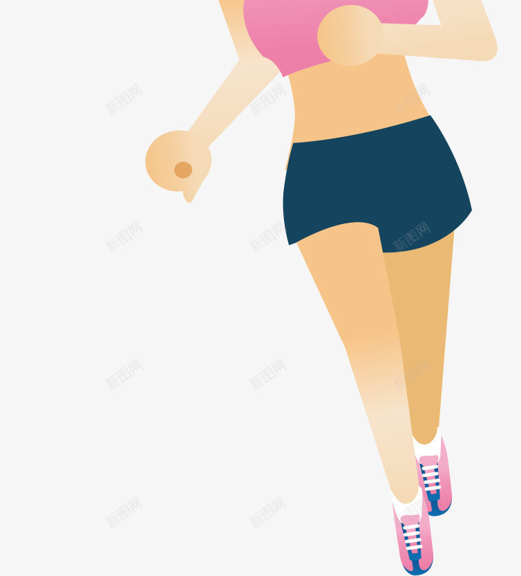 跑步的女性矢量图ai免抠素材_88icon https://88icon.com 健身 卡通人物 晨跑 锻炼 矢量图