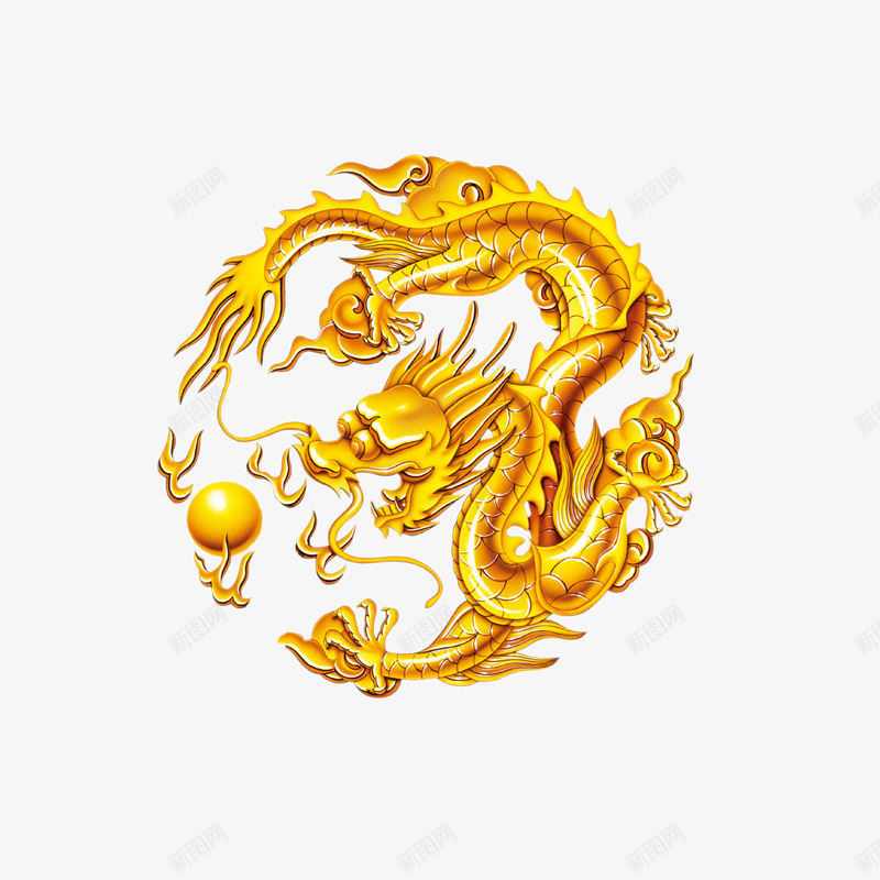 古典黄金龙纹png免抠素材_88icon https://88icon.com 古典 黄金 龙珠 龙纹