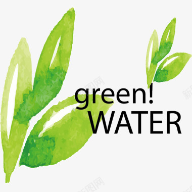 绿色能源图标彩绘世界地球日保护水资源标签图标图标